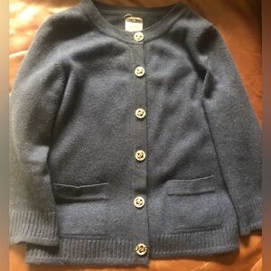 ❌SOLD V.C❌Chanel 08 C Navy Blue Cashmere CC Buttons Little Cardigan  Sweate Fr40